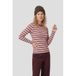 Anytime geribde top met strepenprint roze/blauw