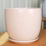 Merkloos Bloempot Lentepatroon - Keramiek Plantenbak - Binnen en Buiten - Met Afvoergat - 21.5cm x 19cm - Roze