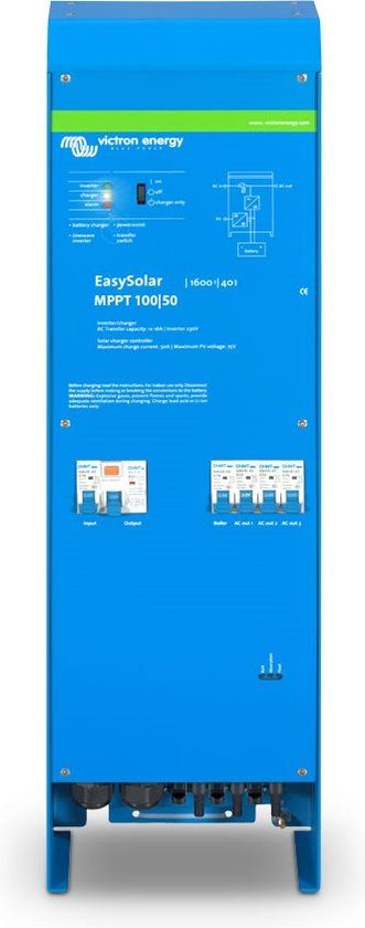 Victron EasySolar 12/1600/70 - Omvormer en acculader - 12V - Blauw