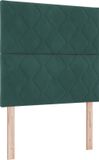 vidaXL LED Box Spring Bed with Mattress Dark Green 100 x 200 cm Velvet