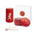 Solstickan Design Coffret Cadeau Bougie Parfumée Solstickan + Tube d'Allumettes Rouge-Cannelle et Orange