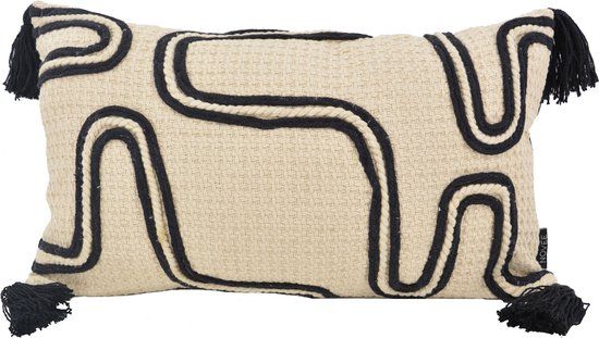 NOVÉE Sierkussen Ibiza Malu - 30 x 50 cm - Beige-Zwart