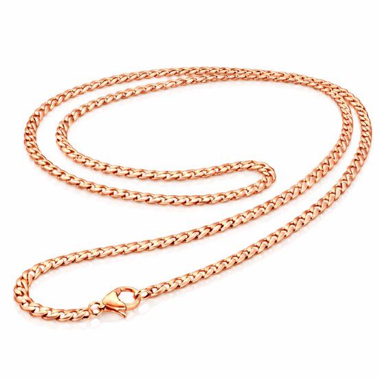 LGT JWLS LGT Jewels Cubaanse koord ketting Rose Gourmet Schakel 3mm-70cm