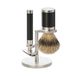 Mühle s091m96 Ensemble de rasage "ROCCA", 3 pièces, rasoir et cadre du blaireau, acier inoxydable brossé, revêtement DLC noir
