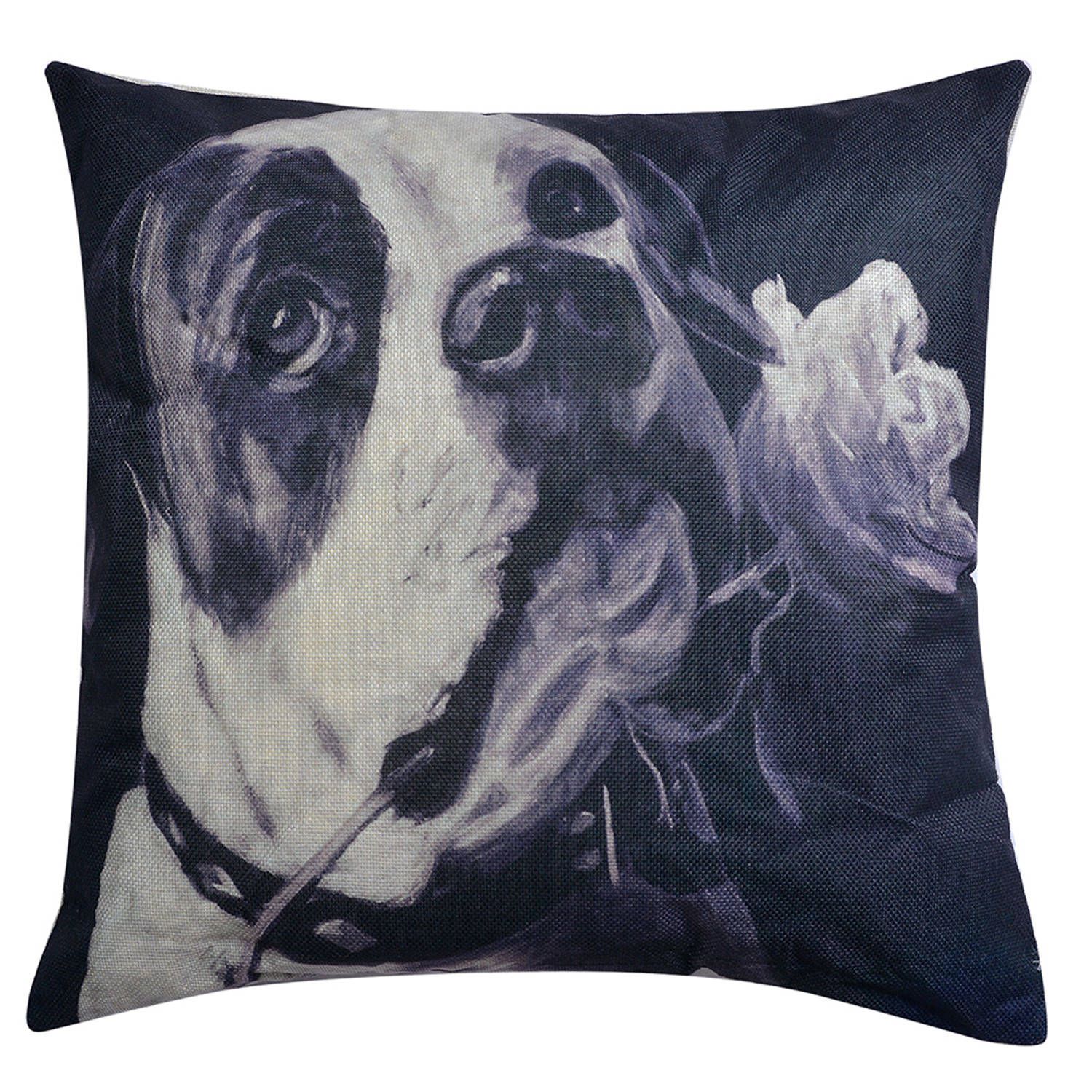 Clayre & Eef sierkussen 43x43 cm meerkleurig synthetisch vierkant hond blauw