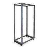StarTech.com 42U Open-Frame Server Rack Kast met 4 Stijlen met Instelbare Diepte - Plat Verpakt - Zwenkwielen - Rack - Zwart - 42U