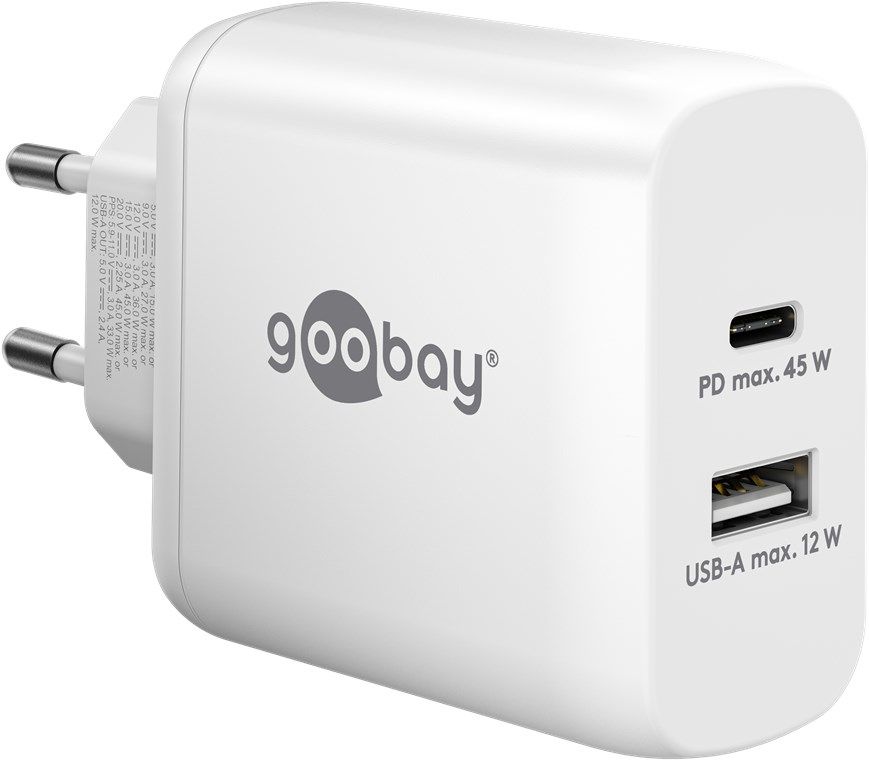 Goobay 65412 - USB-C & USB-A Charger - 45W - White