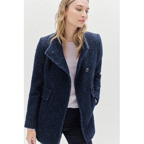 Caroll wollen manteljas donkerblauw