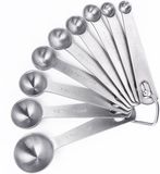 Merkloos / Sans marque Maatlepels - Maatlepel Set van 9 - Grammen & ML Afwegen - RVS - Measuring Spoons