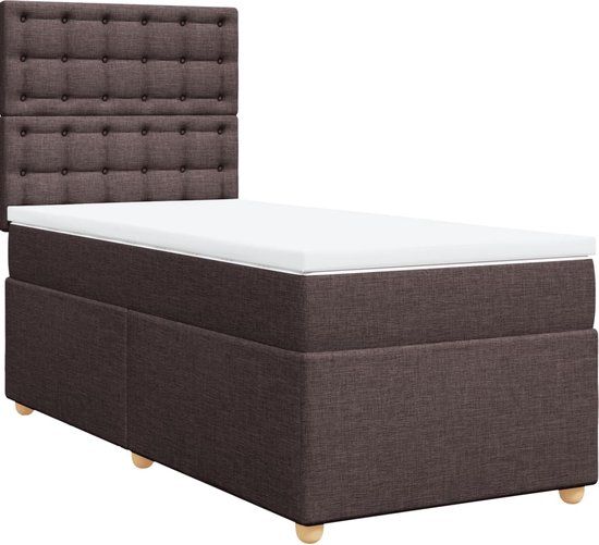 vidaXL Boxspring met matras stof donkerbruin 100x200 cm