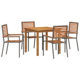 vidaXL Eettafel Set Grijs Massief Acacia Hout