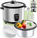 tectake® Rijstkoker - Stoompan en rijstmaker met stoominzet - Kookpot voor de keuken met groot volume van 1,8L - Maximaal 10 porties kleefrijst, volkoren rijst of sushirijst