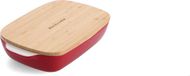 KitchenAid Stoneware Rechthoekige Ovenschaal met Bamboe Deksel - 1,8L - Keramiek - Keizer Rood