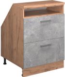 Vicco R-Line Keukenkast voor schuine wand – 60 cm met 2 laden, kastromp 60 cm diepte Beton