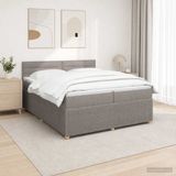 vidaXL Boxspringbed met matras, taupekleurig, 200 x 200 cm, met stoffen bekleding