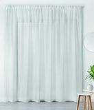 LINDER Gordijnen voor binnen, klaar om op te hangen, transparant, elegant, voor ramen, polyester, linnen, wit, plooiband, afmetingen 180 x 150 cm, ideaal voor woonkamer, slaapkamer, keuken