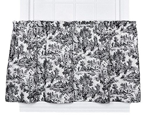Ellis Curtain Victoria Park Toile 68-Inch-by-24 Inch Tailored Tier Gordijnen, Blauw