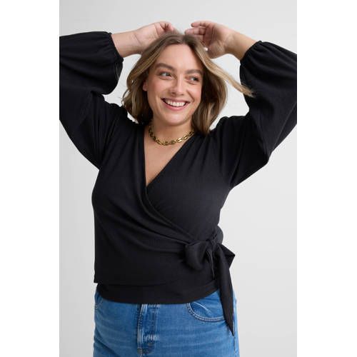 Anytime Anytime crinkle overslag top zwart