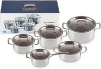 Set de 5 casseroles en acier inoxydable - Convient pour induction