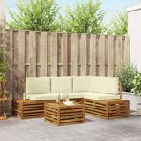 vidaXL 5-delige Buitenbank Set Massief Acacia Hout en Polyester