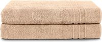 Komfortec Set van 2 Handdoeken 70x200 cm - 100% Katoen - XXL Saunahanddoeken - Badlaken - Strandlaken - Badhanddoek - Douchelaken - Zacht - Hoge Absorptie - Sneldrogend - Zandbeige