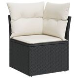 vidaXL 5-delige Loungeset met kussens, polyrattan, zwart