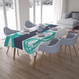 Bonamaison Tafelkleed, Anti-Mold, Sneldrogend, Waterdicht, 100% Polyester Tafellaken, Turkoois, wit, 140 x 200 Cm