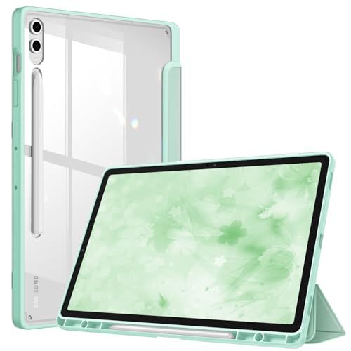 FINTIE Fintie hybride slanke hoes voor Samsung Galaxy Tab S9 FE+ Plus/Galaxy Tab S9+ Plus 12,4 inch 2023 met S-penhouder, schokbestendige hoes met transparante achterkant, automatisch waken/slapen
