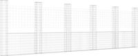 vidaXL Schanskorf U-vormig met 6 palen 620x20x200 cm ijzer