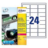 AVERY - Pack van 480 zelfklevende etiketten van polyester, 63,5 x 33,9 mm, laserdruk, (L4773-20)