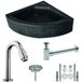 Wiesbaden Lavabo en pierre naturelle d'angle 30x30x10cm - Complet
