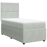 vidaXL Boxspringbed met matras, fluweel, lichtgrijs, 90x190 cm
