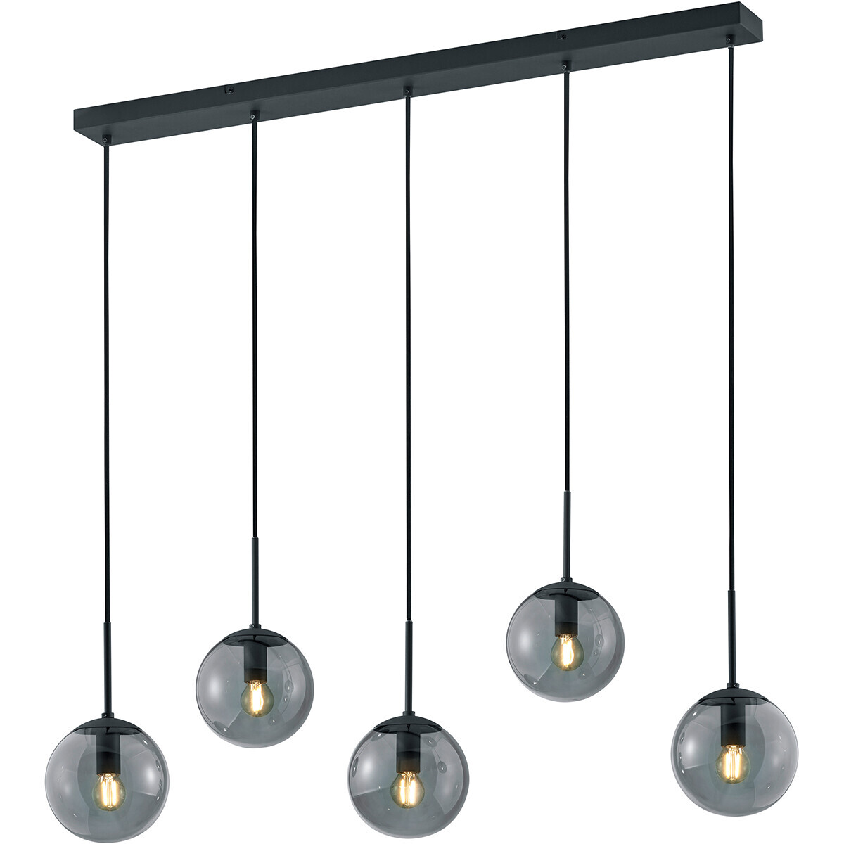 BES LED LED Hanglamp - Trion Balina - E14 Fitting - 5-lichts - Rechthoek - Mat Zwart - Aluminium