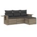 VidaXL Loungeset met Kussens Poly Rattan Lichtgrijs