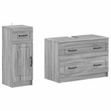 vidaXL - 2-delige - Badkamerkast - Set - UTRECHT - Grijs - Sonoma - Bewerkt - hout