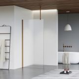 Fortifura Galeria inloopdouche - 90x200cm - mat glas - plafondarm - PVD - geborsteld koper