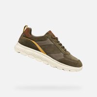 GEOX SPHERICA Baskets pour hommes - Vert militaire/Cognac - Taille 42