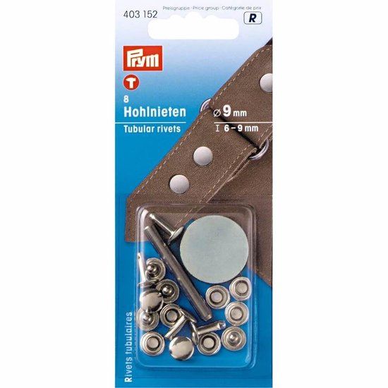 Prym Holnieten voor stofdikte 6-9 mm. - chroom