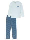 SCHIESSER Pyjama lang Pied-de-poule Heren Lichtblauw 100% Katoen 6XL