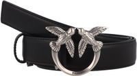 PINKO Leren Riem Love Berry H3 Belt W95 Black - Old Silver Zwart