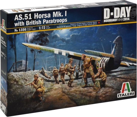 Tamla Moto (Universal) Italeri 510001356-1:72 AS.51 Horsa Mk.I/II en Britse parachute.