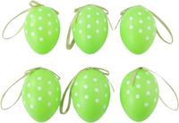 Arti Casa Paaseieren - 6 stuks - Groen - Witte stipjes - L6 cm