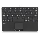 Perixx PERIBOARD-425 Amerikaans mini-USB-toetsenbord met touchpad, schaartoetsen type X, achtergrondverlichting, 2 USB-hubs, compact, 29 x 18 x 2,8 cm, Amerikaans Engels