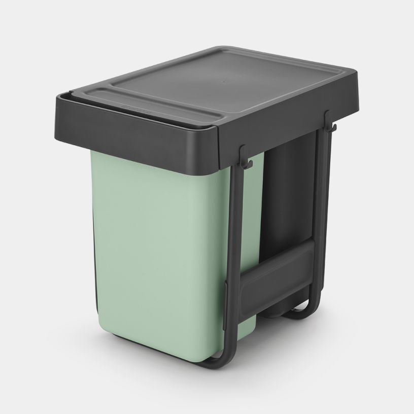 Brabantia Sort & Go Inbouw Prullenbak - 30L - Jade Green & Dark Grey