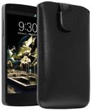 Mumbi 233 Beschermhoes voor smartphone, lederen case klap handtas cover, Google Nexus 5, zwart