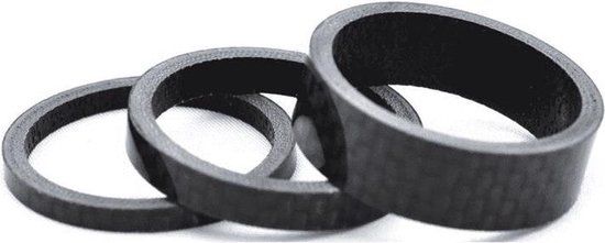 Balhoofd spacerset 1-1/8\" (ø28.6) 3-delig 3/5/10mm Carbon - Zwart