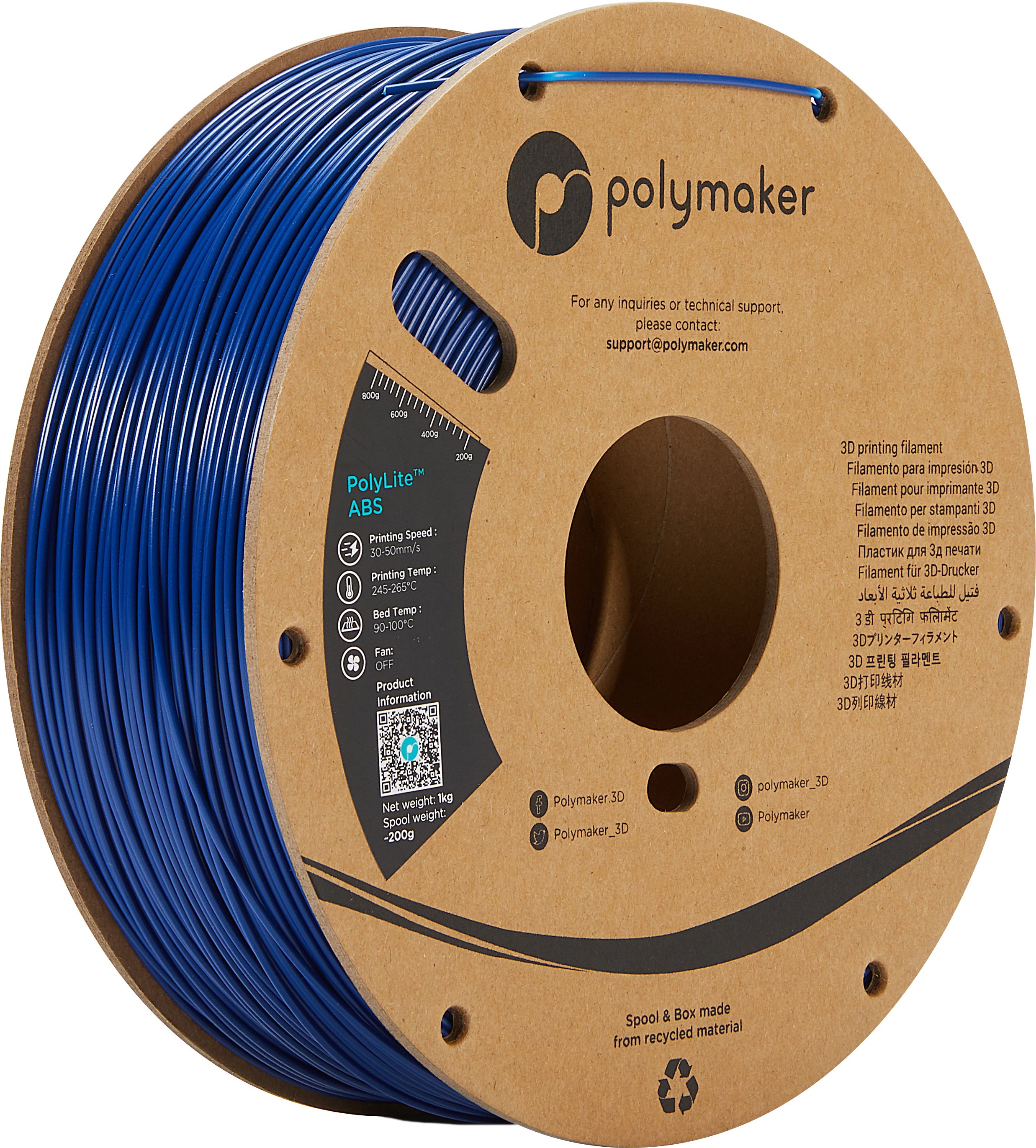 Polymaker PolyLite ABS Filament - Blue - 2.85 mm - 1 kg