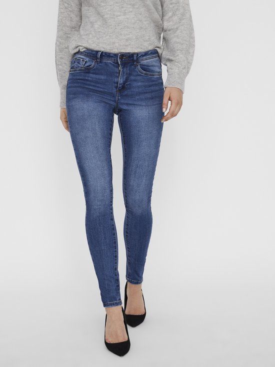 VERO MODA VMTANYA MR S PIPING Dames Skinny Jeans - Blauw