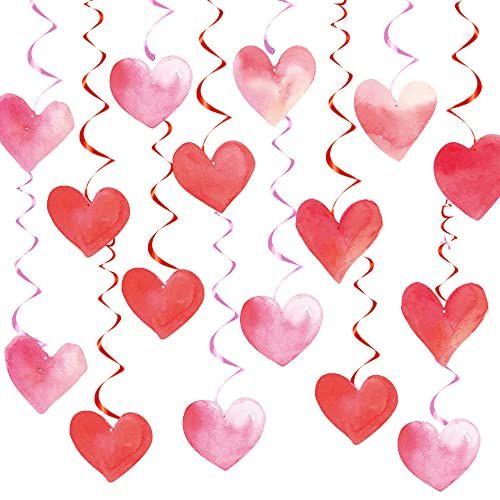 Rood-Roze Panduola Rood-Roze Valentijnsdag Hart-Decoraties Wervelingen Streamers - 16 stks Romantische Decoraties Speciale Nacht, Moederdag Engagement Bruiloft Verjaardag Feestartikelen