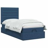 vidaXL Ottoman bed met matras en hoofdeinde, blauw, 90 x 200 cm, stof